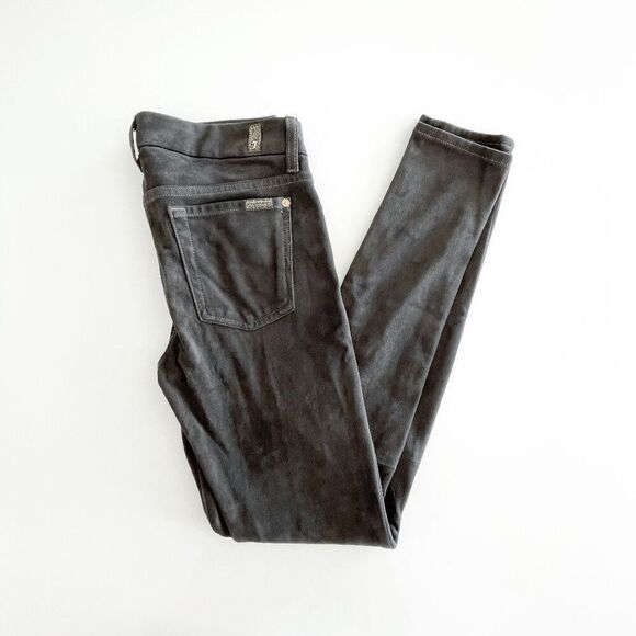 7 For All Mankind Womens Dark Wash Stretchable Skinny Jeans Olive Green Size 28 - Picture 1 of 10